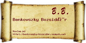 Benkovszky Bozsidár névjegykártya